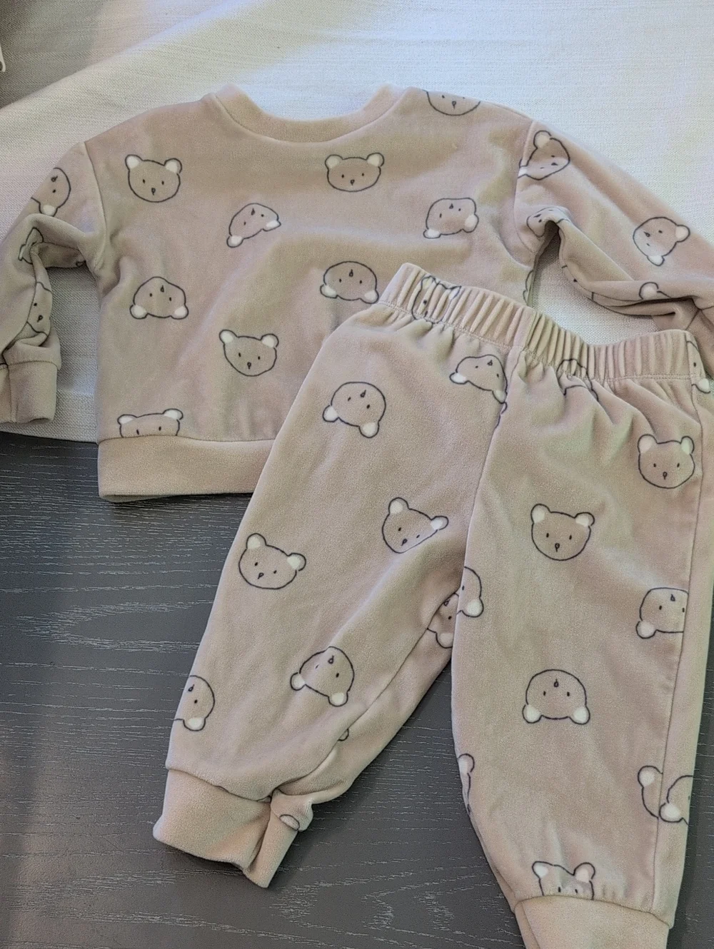 Baby Bear Print Two-Piece Set - Cream